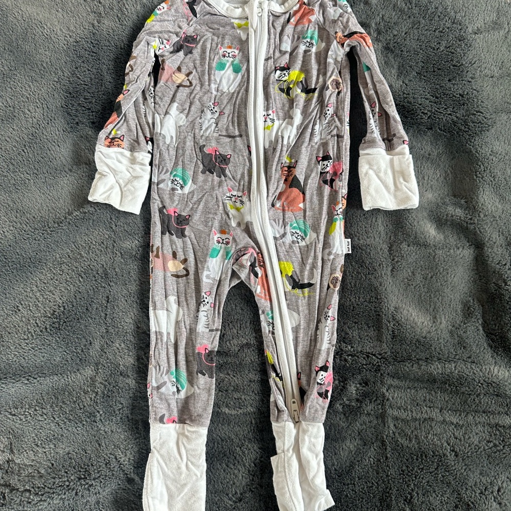 Little Sleepies Kitty Zippy | Like New 0-3 mos